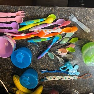 Colorful Baby Feeding Utensils and Accessories
